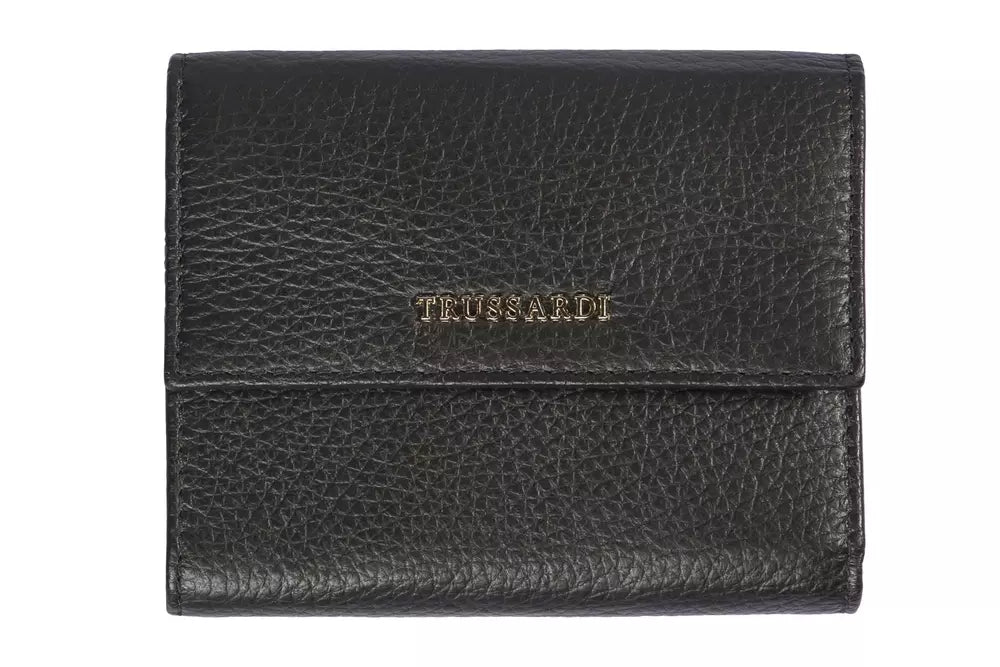 Trussardi Black Leather Women Wallet $237.00 Trussardi Luzworld