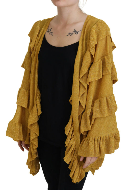 Aniye By Gold Long Sleeves Ruffled Women Cardigan Sweater $695.00 Aniye By Luzworld