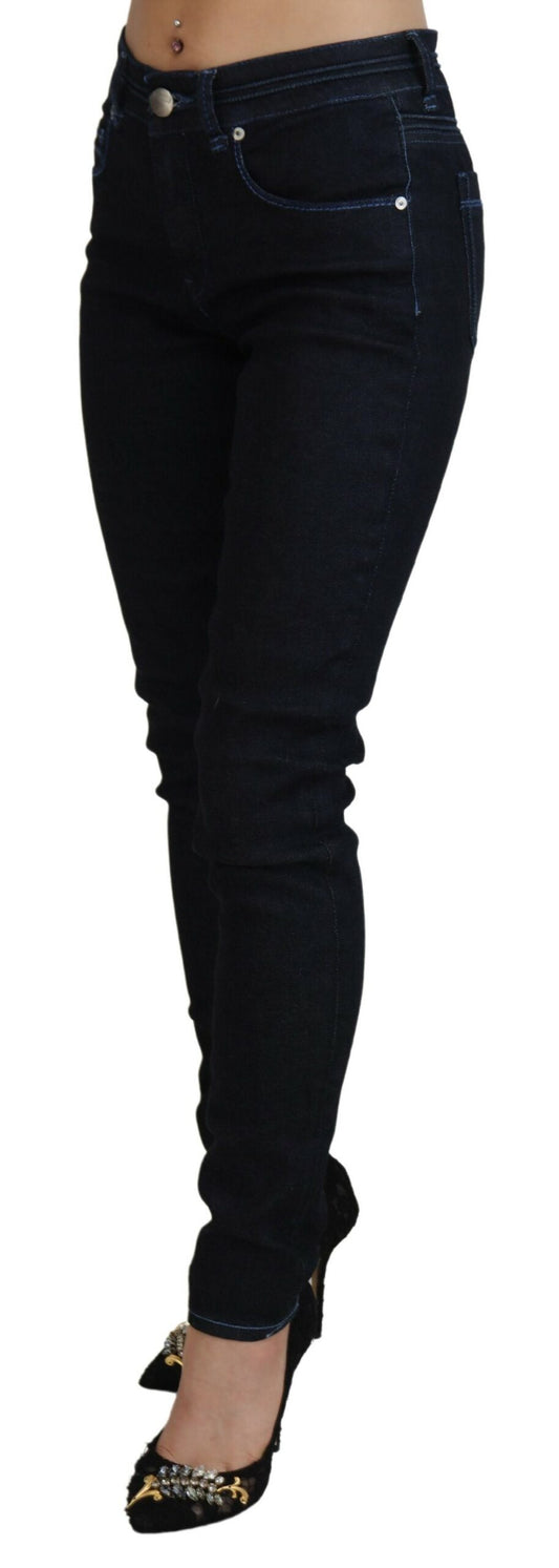 Acht Dark Blue Low Waist Slim Fit Women Denim Jeans $532.00 Acht Luzworld