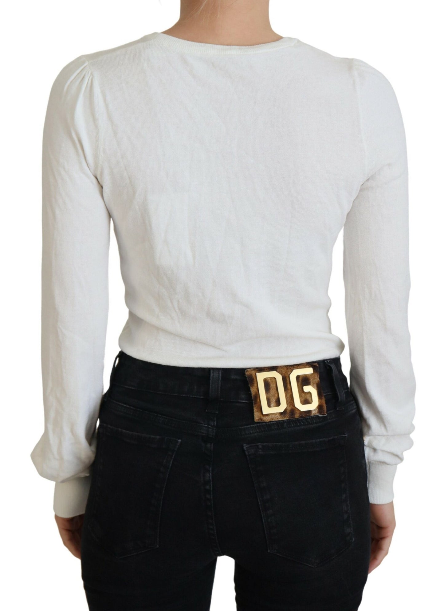 Patrizia Pepe Ivory V-Neck Long Sleeves Women Blouse Top $501.00 Patrizia Pepe Luzworld