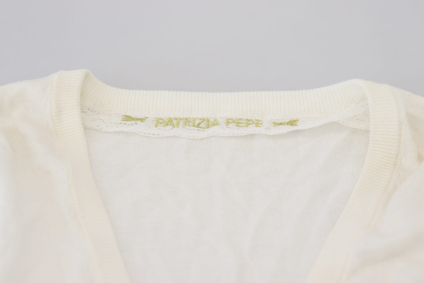 Patrizia Pepe Ivory V-Neck Long Sleeves Women Blouse Top $501.00 Patrizia Pepe Luzworld