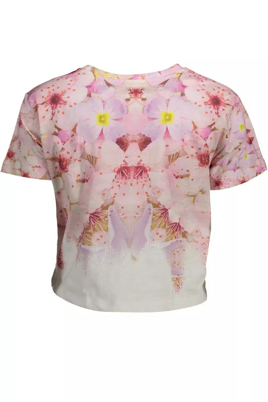 Desigual Chic Pink Embroidered Cotton Tee $144.00 Desigual Luzworld