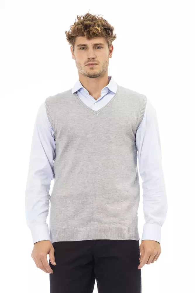 Alpha Studio Gray Viscose Men Jacket