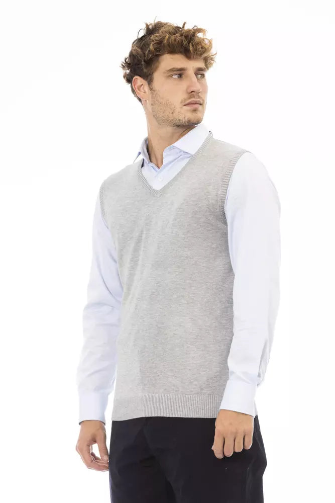 Alpha Studio Gray Viscose Men Jacket