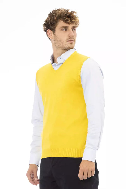 Alpha Studio Yellow Viscose Men Jacket $186.00 Alpha Studio Luzworld