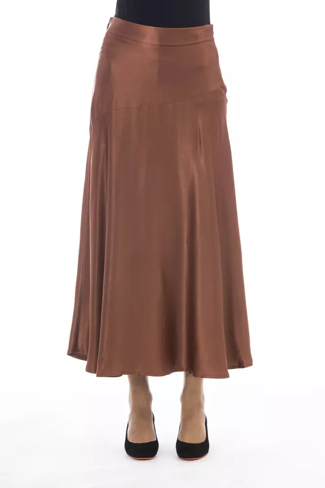 Alpha Studio Brown Viscose Women Skirt $503.00 Alpha Studio Luzworld