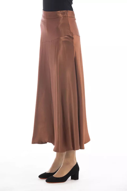 Alpha Studio Brown Viscose Women Skirt $503.00 Alpha Studio Luzworld
