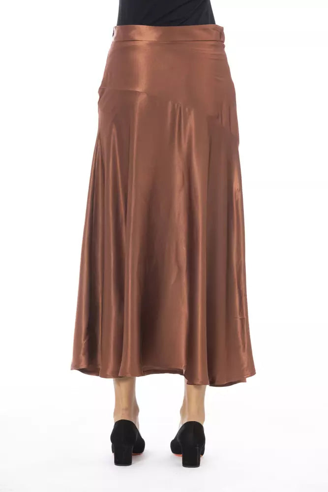Alpha Studio Brown Viscose Women Skirt $503.00 Alpha Studio Luzworld