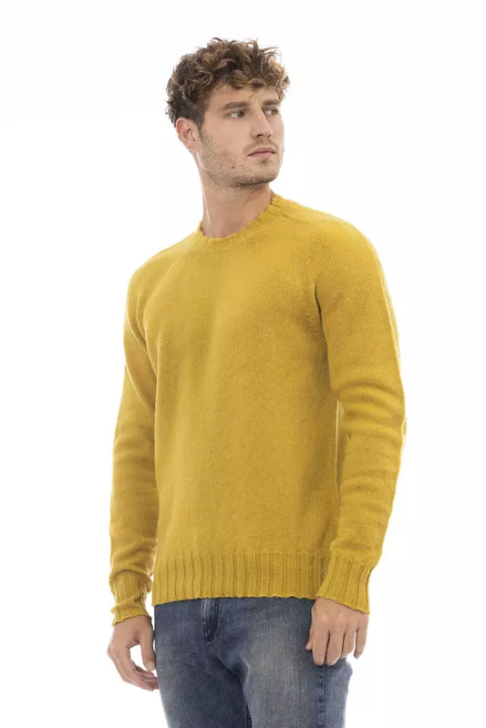 Alpha Studio Yellow Wool Men Sweater $485.00 Alpha Studio Luzworld