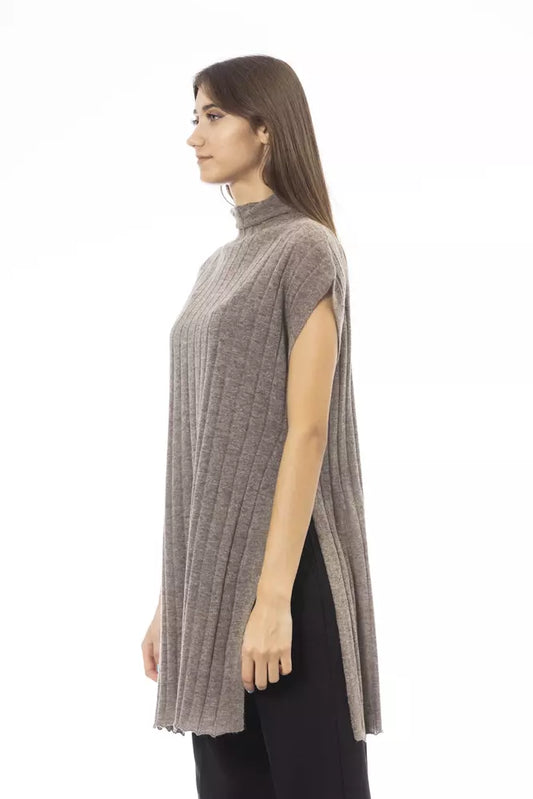 Alpha Studio Brown Wool Women Sweater $528.00 Alpha Studio Luzworld