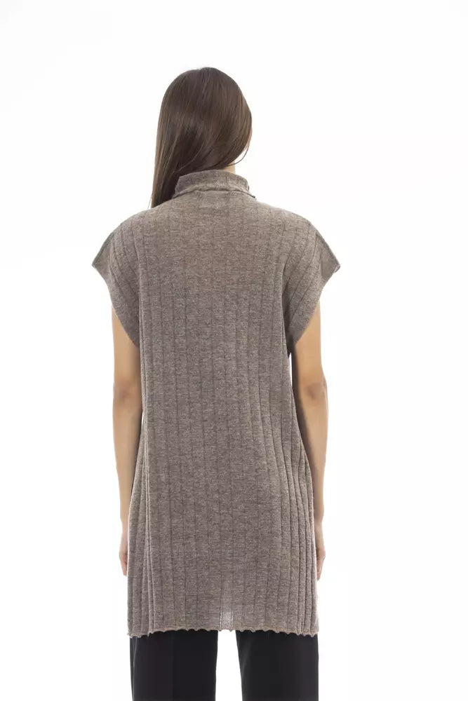 Alpha Studio Brown Wool Women Sweater $528.00 Alpha Studio Luzworld