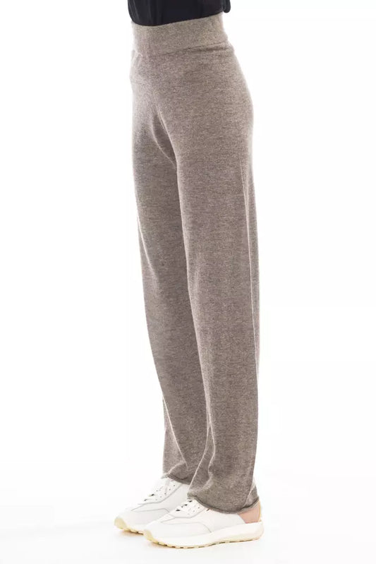 Alpha Studio Brown Wool Women Pant $485.00 Alpha Studio Luzworld