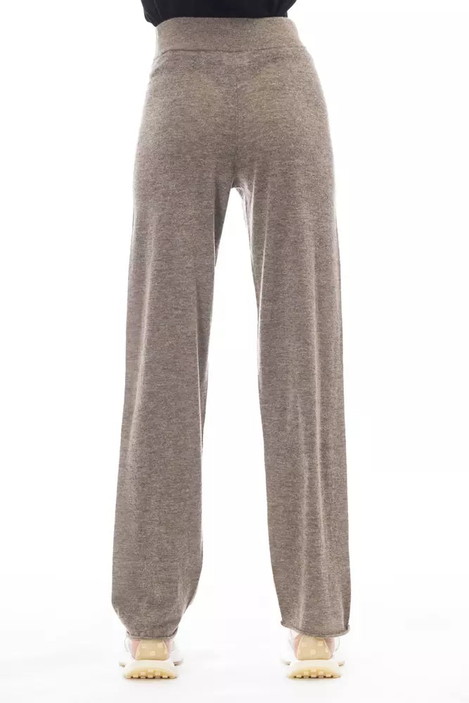 Alpha Studio Brown Wool Women Pant $485.00 Alpha Studio Luzworld