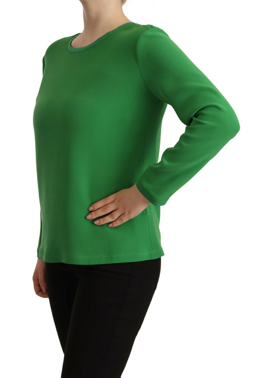 Armani Green Silk Long Sleeves Round Neck Sweater $3269.00 Armani Luzworld