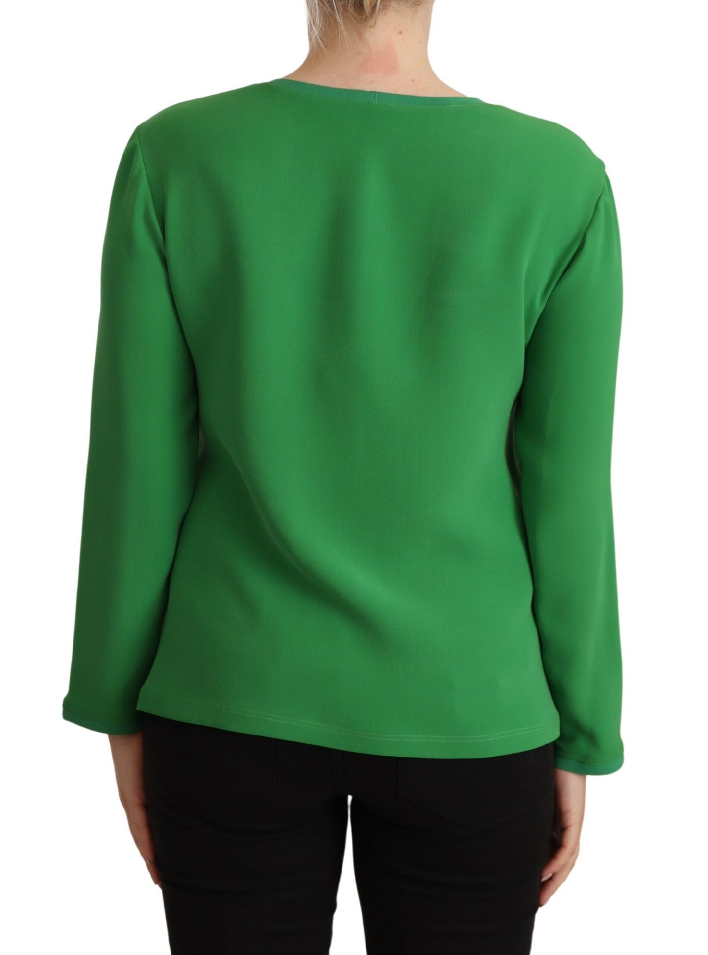 Armani Green Silk Long Sleeves Round Neck Sweater $3269.00 Armani Luzworld