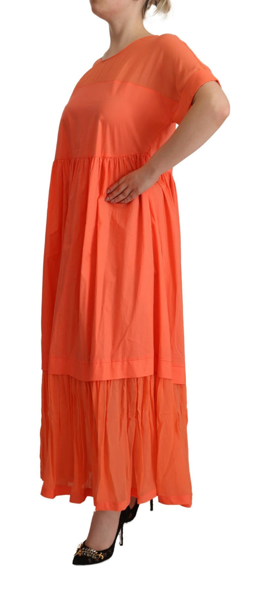 Twinset Coral Cotton Blend Short Sleeves Maxi Shift Dress $695.00 Twinset Luzworld
