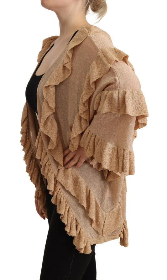 Aniye By Beige Ruffle Long Sleeves Open Front Cardigan Sweater $654.00 Aniye By Luzworld