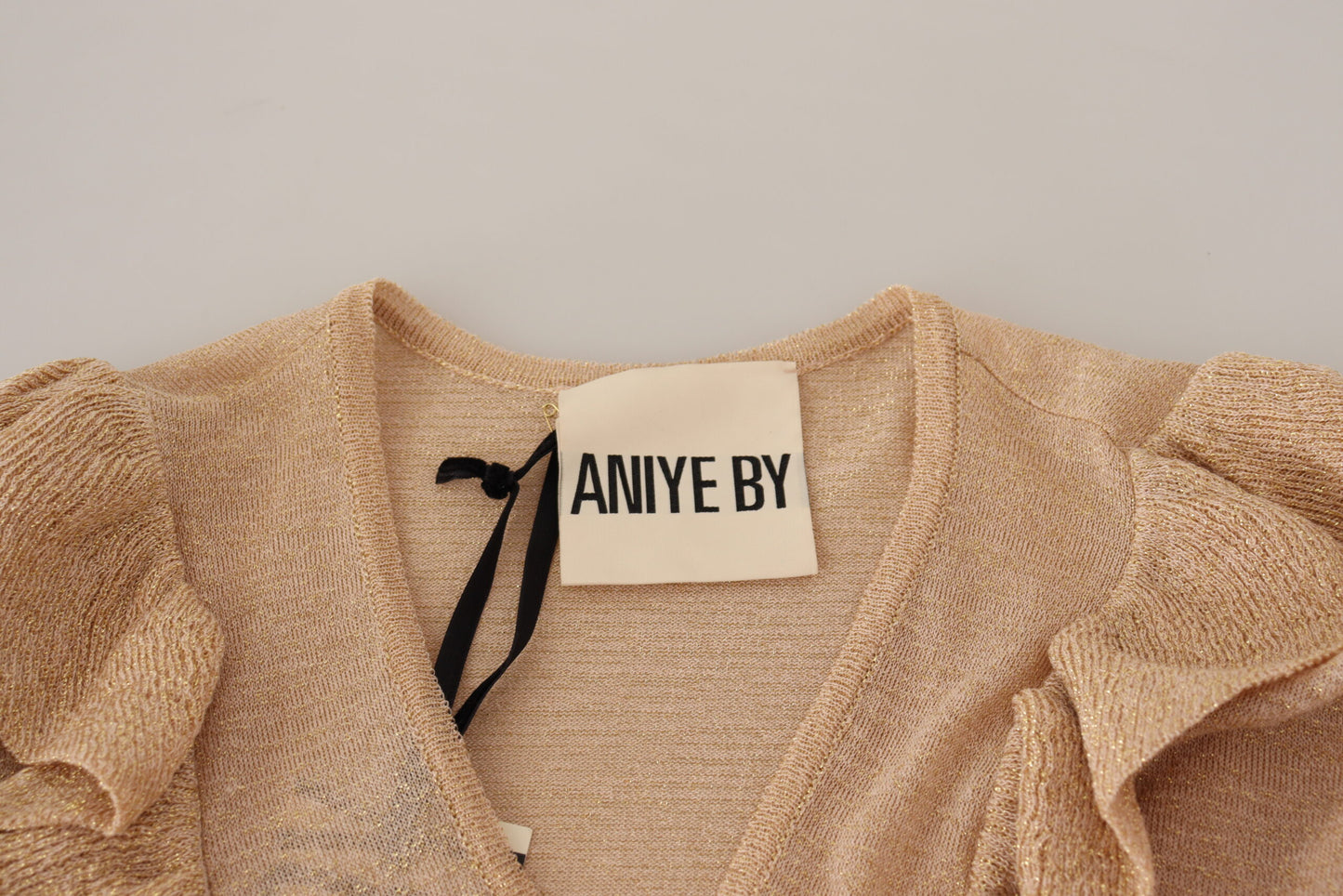 Aniye By Beige Ruffle Long Sleeves Open Front Cardigan Sweater $654.00 Aniye By Luzworld