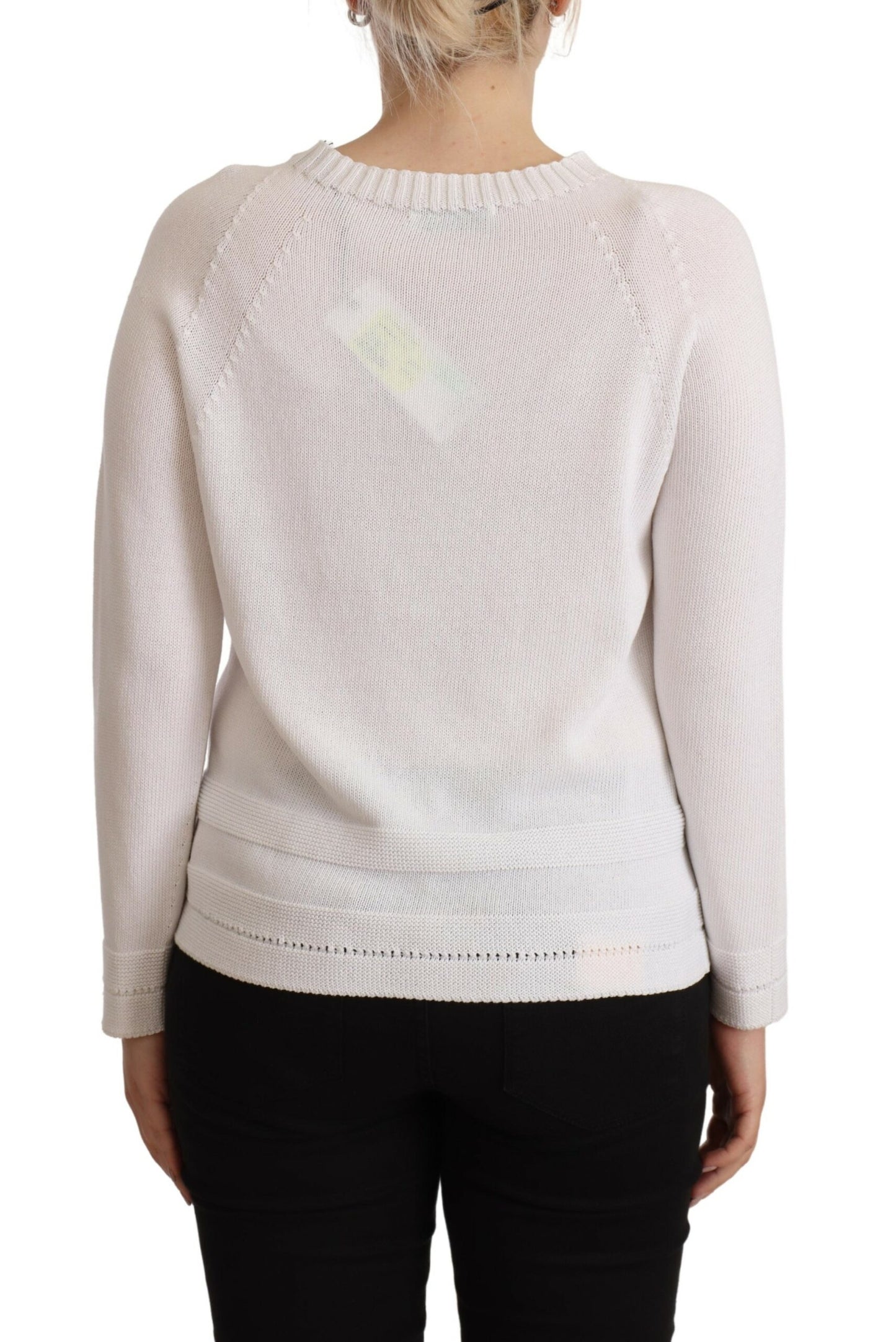 Alpha Studio White Long Sleeves Crewneck Pullover Sweater $272.00 Alpha Studio Luzworld
