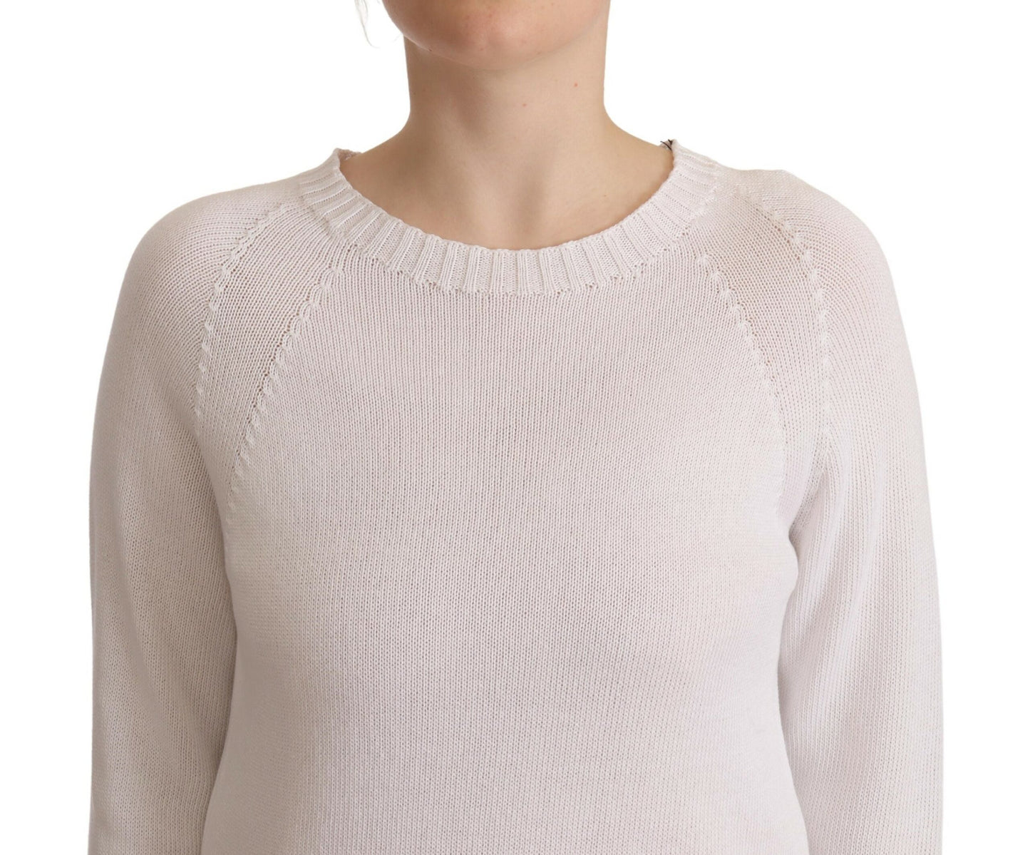Alpha Studio White Long Sleeves Crewneck Pullover Sweater $272.00 Alpha Studio Luzworld