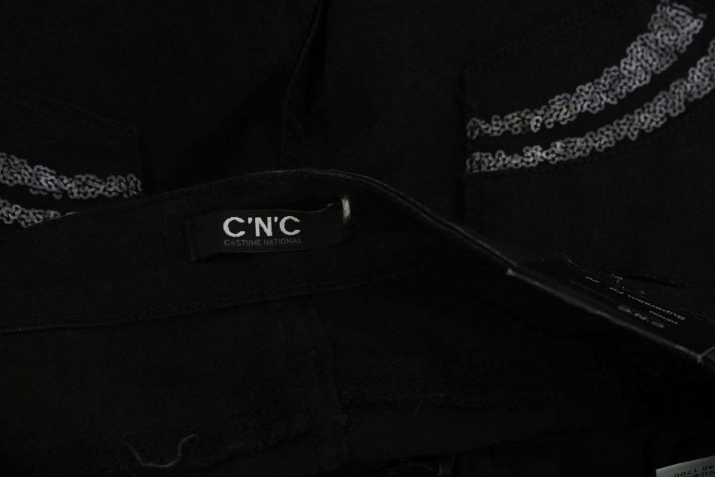 Costume National Black Sequined Mid Waist Slim Fit Denim Jeans $594.00 Costume National Luzworld