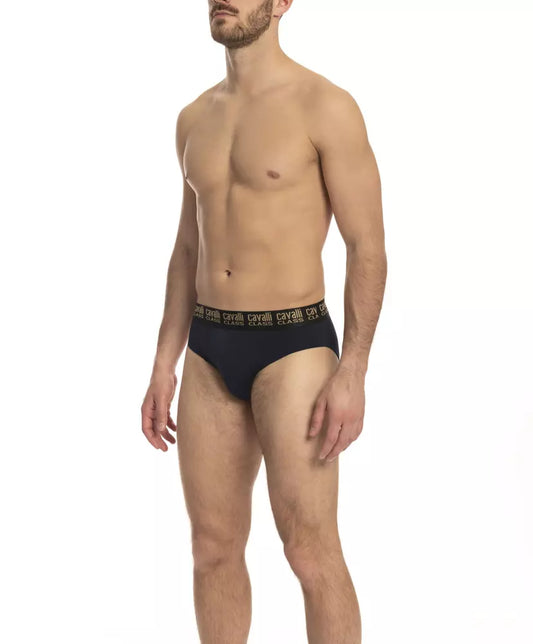 Cavalli Class Blue Cotton Men's Brief Pack $107.00 Cavalli Class Luzworld