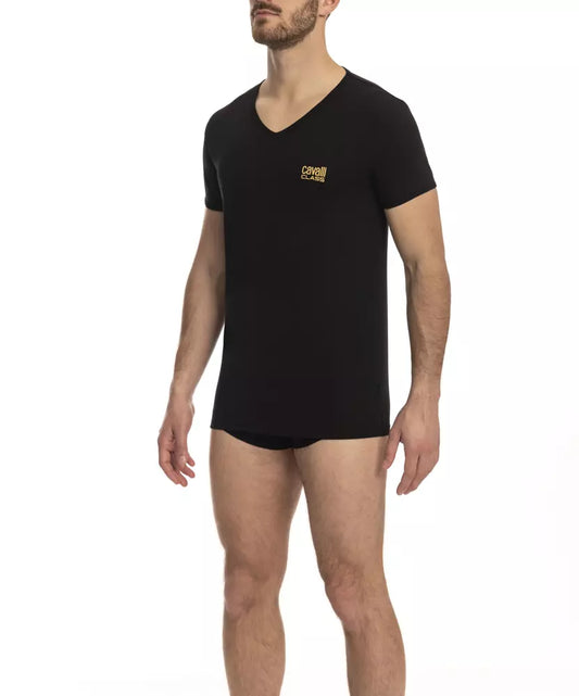 Cavalli Class Black Cotton Men's T-Shirt $108.00 Cavalli Class Luzworld