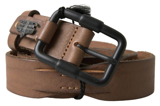 Ermanno Scervino Brown Leather Metal Buckle Waist Men Belt $219.00 Ermanno Scervino Luzworld