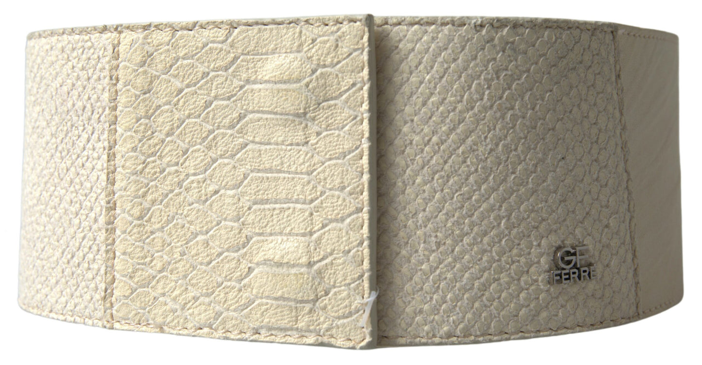 GF Ferre Off White Waxed Cotton Wide Fashion Waistband Belt $272.00 GF Ferre Luzworld