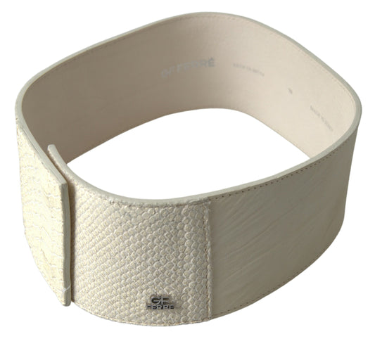 GF Ferre Off White Waxed Cotton Wide Fashion Waistband Belt $272.00 GF Ferre Luzworld