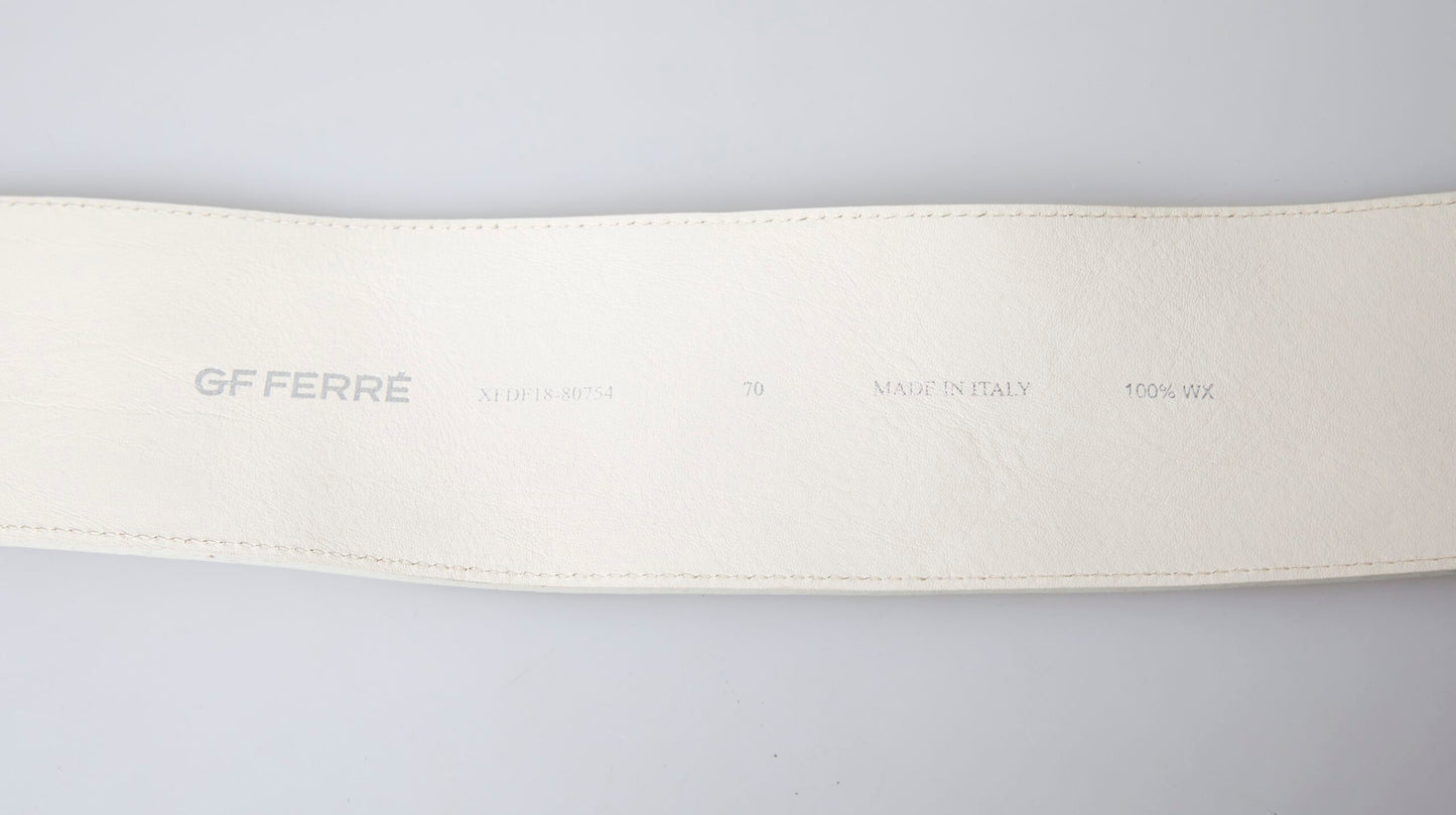 GF Ferre Off White Waxed Cotton Wide Fashion Waistband Belt $272.00 GF Ferre Luzworld