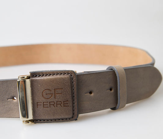 GF Ferre Brown Leather Fashion Logo Buckle Waist Belt $594.00 GF Ferre Luzworld