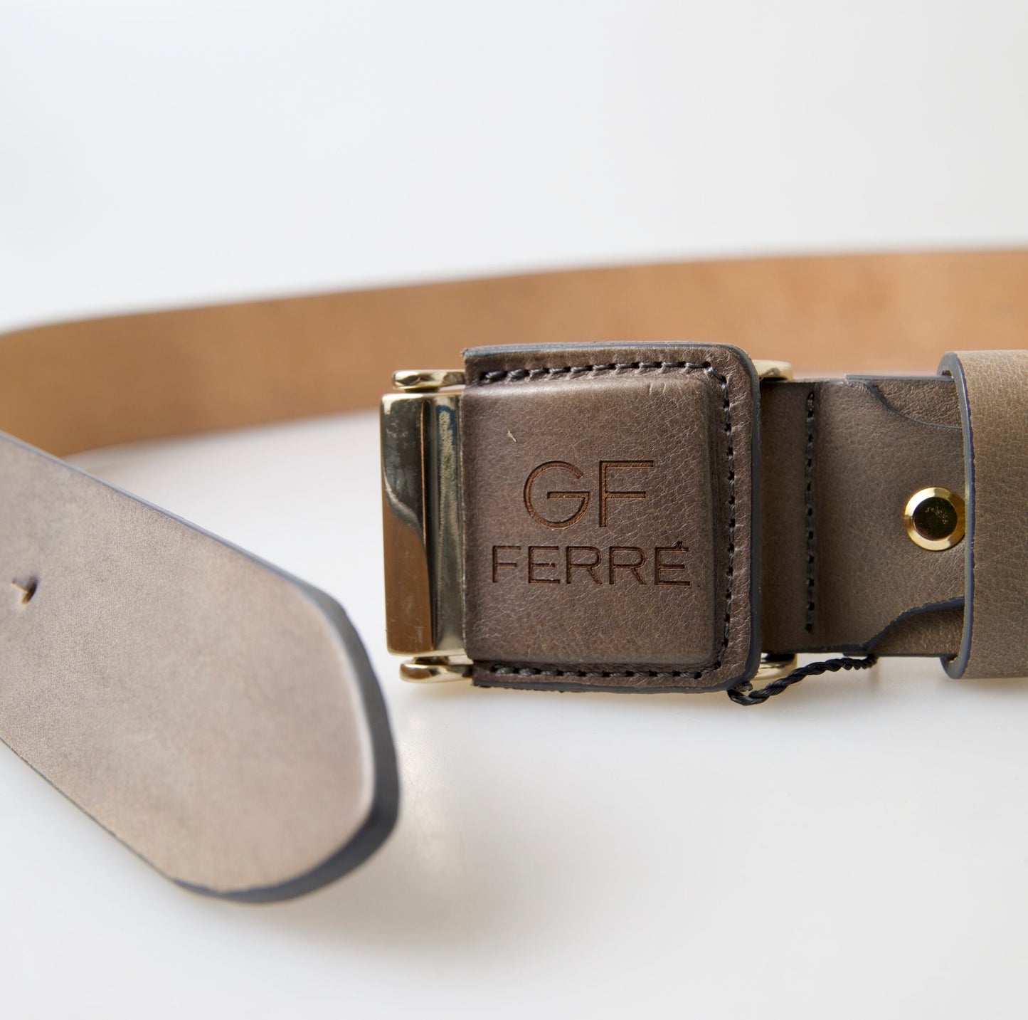 GF Ferre Brown Leather Fashion Logo Buckle Waist Belt $594.00 GF Ferre Luzworld