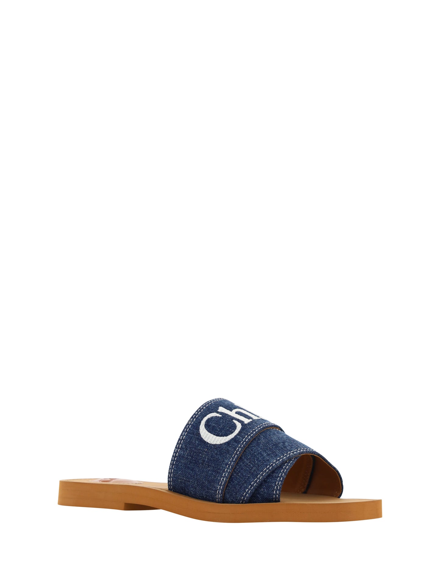 Chloé Sumptuous Cotton Woody Slide Sandals in Denim Blue $999.00 Chloé Luzworld