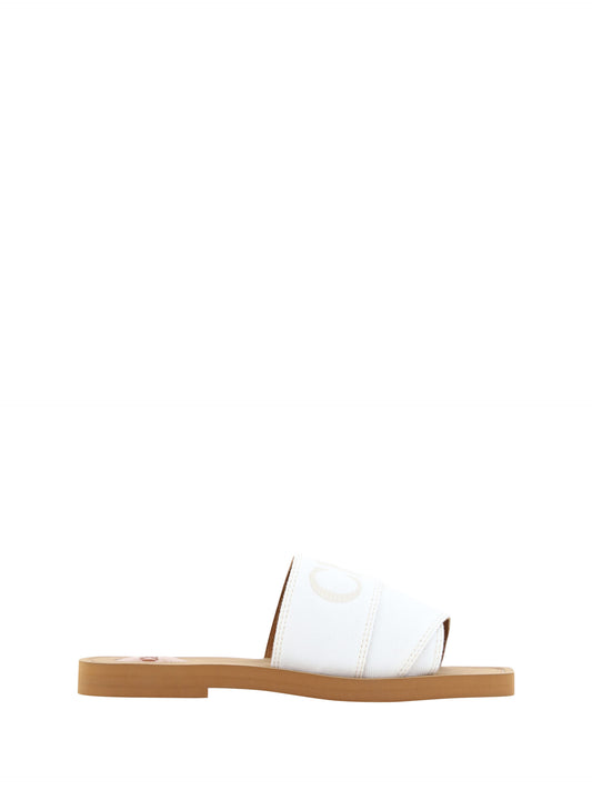 Chloé Elegant White Cotton Slide Sandals $999.00 Chloé Luzworld