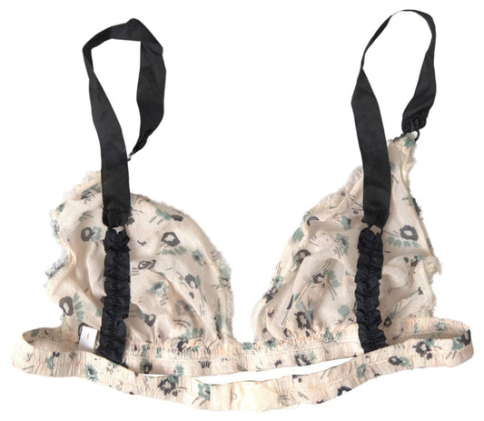 Costume National Beige Floral Underwear Bikini Bra $559.00 Costume National Luzworld