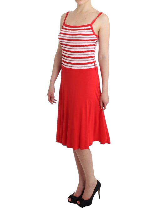 Roccobarocco Red striped jersey A-line dress $585.00 Roccobarocco Luzworld