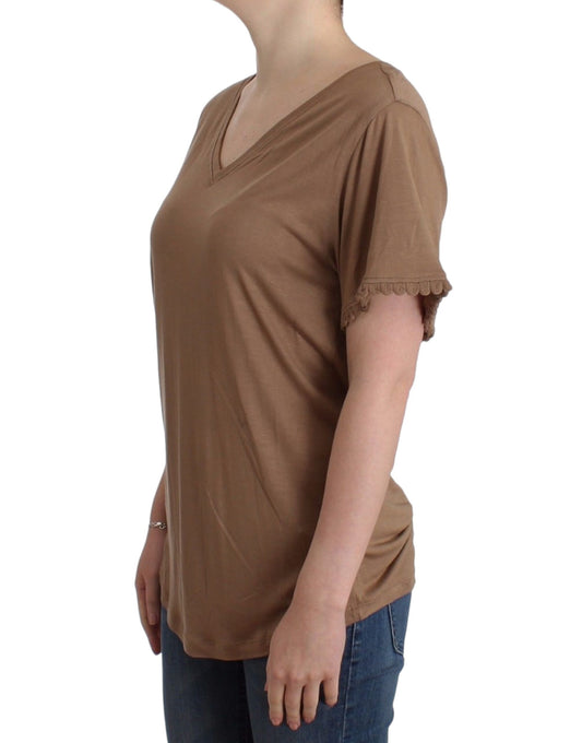 John Galliano Brown shortsleeved top $210.00 John Galliano Luzworld