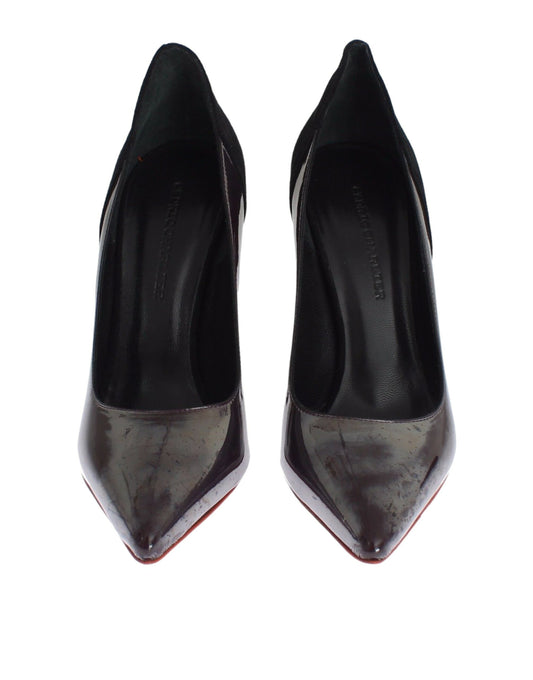 Cédric Charlier Gray Black Leather Suede Heels Pumps Shoes $954.00 Cédric Charlier Luzworld