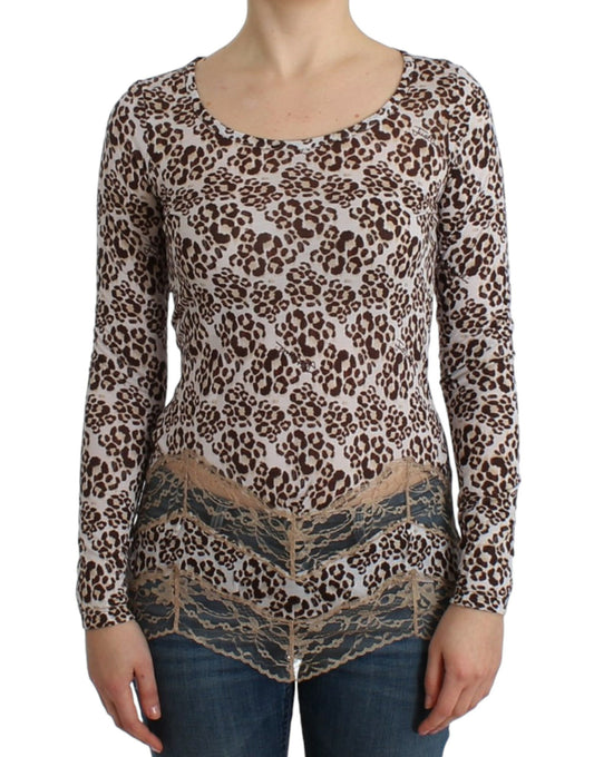 Cavalli Brown longsleeved lace top $558.00 Cavalli Luzworld