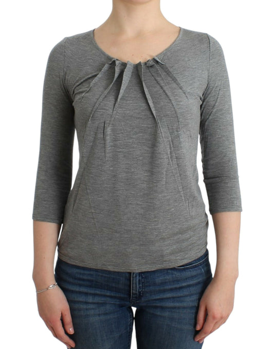 Cavalli Gray 3/4 sleeves jumper top $612.00 Cavalli Luzworld
