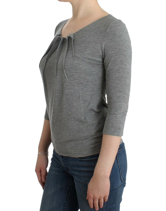 Cavalli Gray 3/4 sleeves jumper top $612.00 Cavalli Luzworld