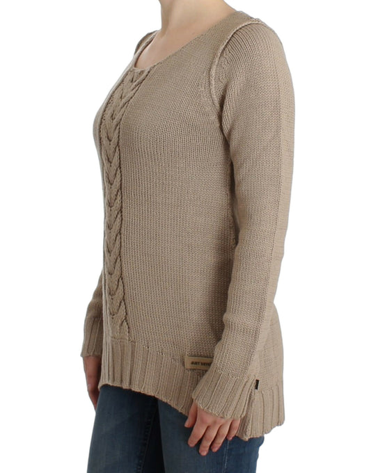 Cavalli Beige knitted wool sweater $664.00 Cavalli Luzworld