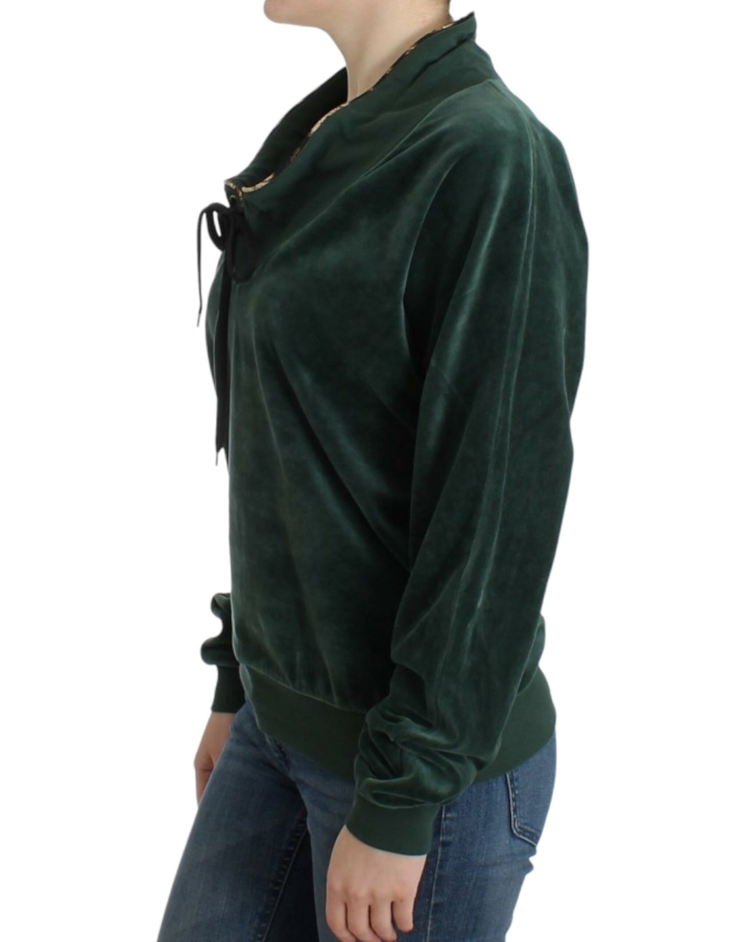 Cavalli Green velvet cotton sweater $584.00 Cavalli Luzworld