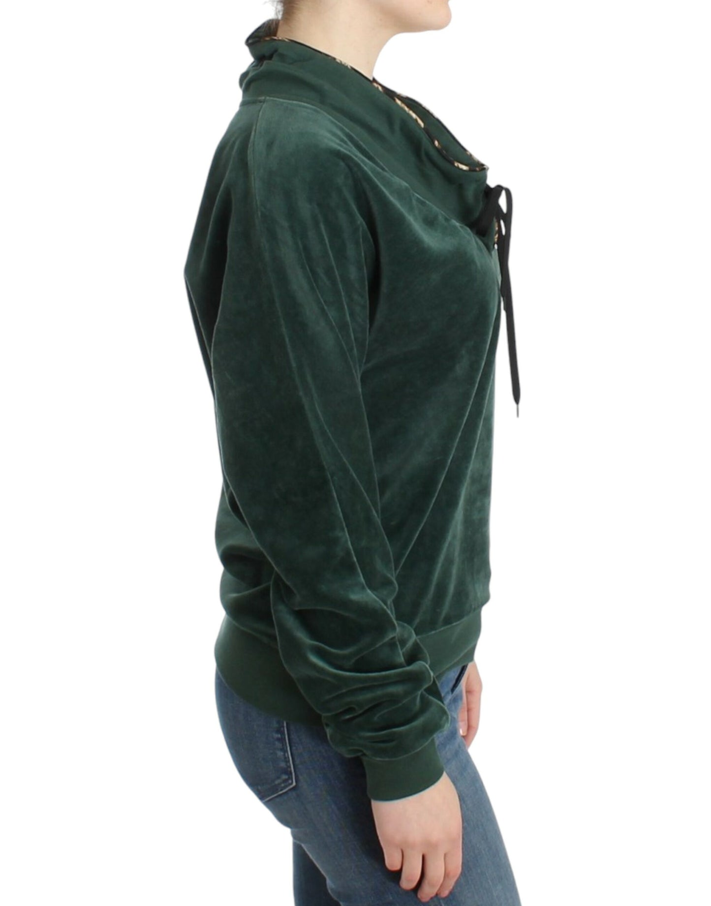 Cavalli Green velvet cotton sweater $584.00 Cavalli Luzworld