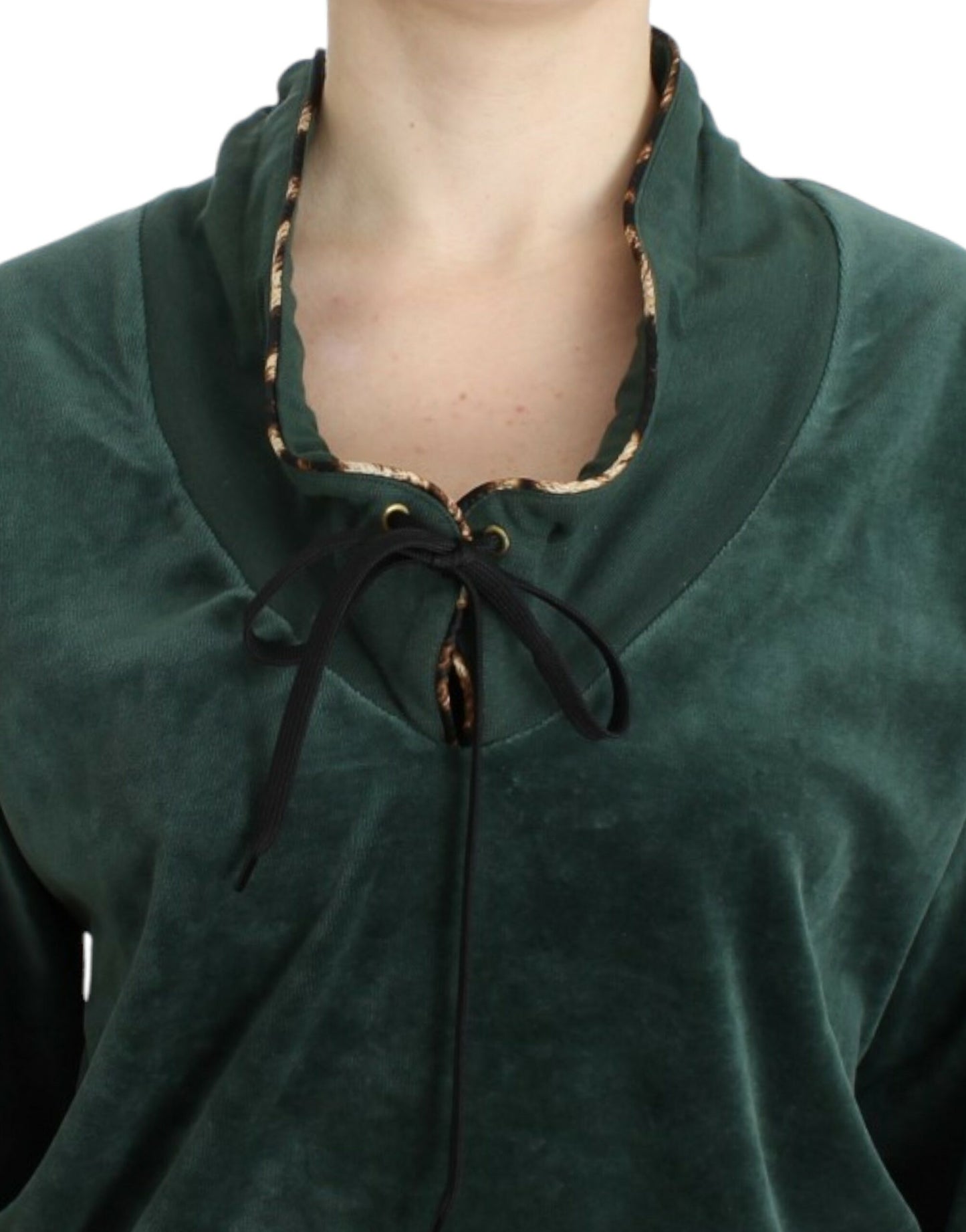 Cavalli Green velvet cotton sweater $584.00 Cavalli Luzworld