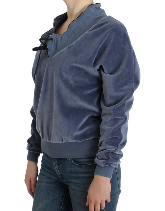 Cavalli Blue velvet cotton sweater $584.00 Cavalli Luzworld