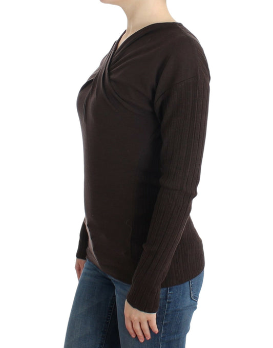 Cavalli Brown knitted wool sweater $670.00 Cavalli Luzworld