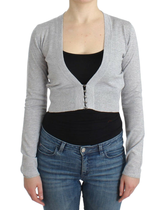 Cavalli Gray cropped wool cardigan $670.00 Cavalli Luzworld