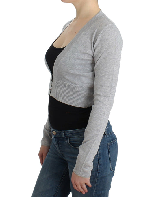 Cavalli Gray cropped wool cardigan $670.00 Cavalli Luzworld